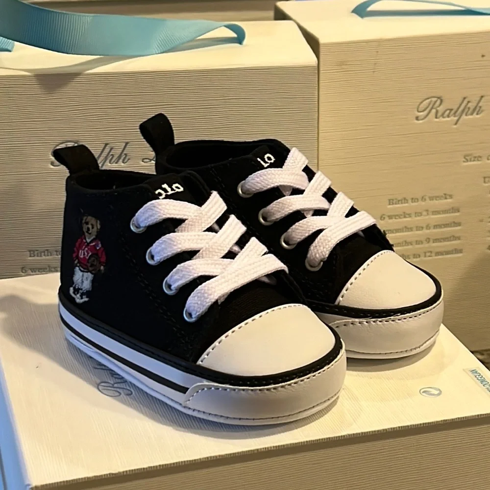 Polo Ralph Lauren Hamptyn USA Basketball Bear Baby Booties 3-6 Months Shoes Sz 2